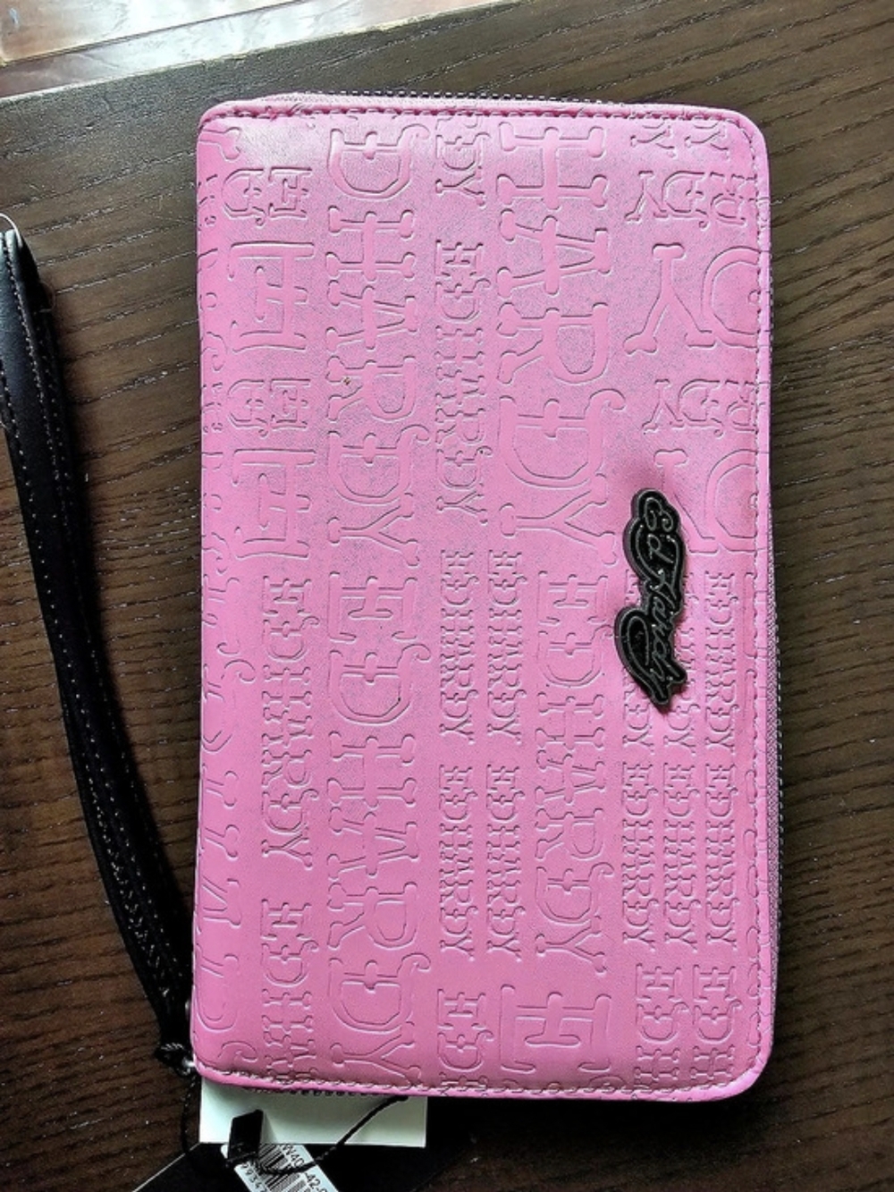 Ed Hardy Pink Zip-Around Wallet NWT